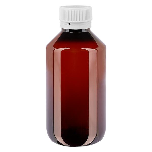 PET Flasche 100ml mit weißem Originalitätsverschluss geriffelt