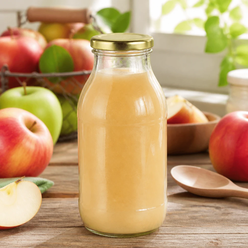 250ml Glasflasche + BasicSeal Deckel gold UNiTWIST Naturtrüber Apfelsaft in wiederverschließbarer 250ml Glasflasche mit BasicSeal Golddeckel