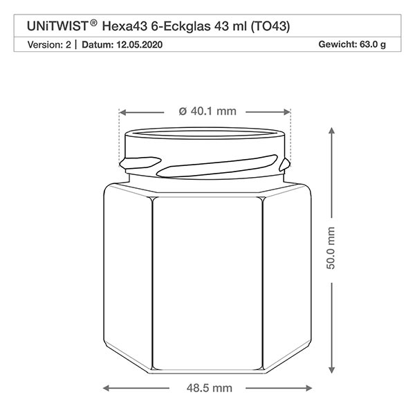 47ml Hexaglas ohne Deckel (TO43) UNiTWIST 47ml Hexaglas ohne Deckel (TO43) UNiTWIST