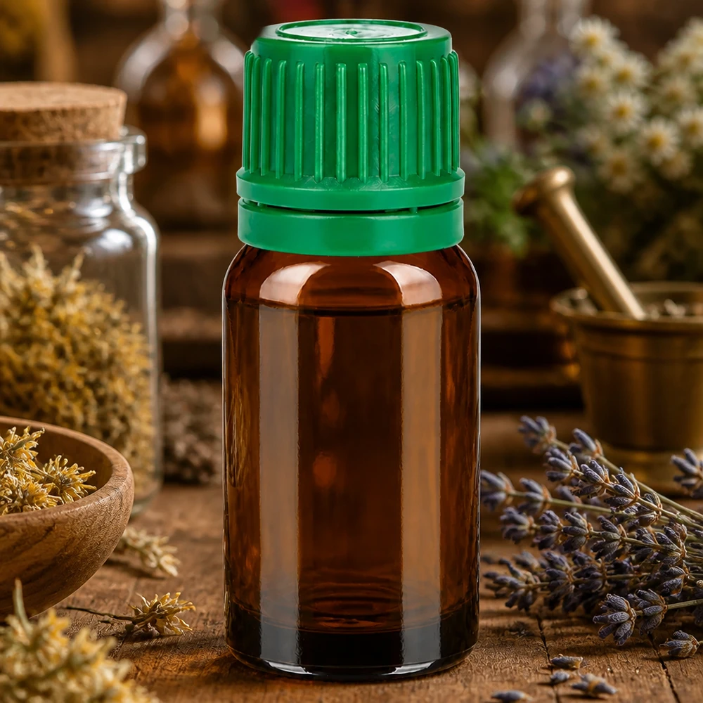 10ml Braunglasflasche mit ergonomischem grünem Verschluss für Labor und Aromatherapie-Anwendungen