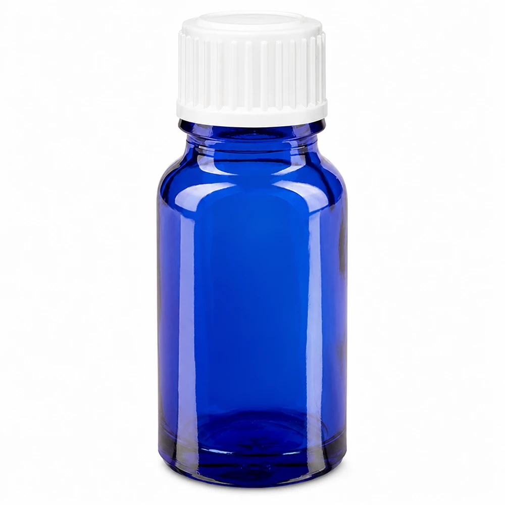 Apothekenflasche blau 10ml Schraubverschluss weiß Standard Blaues Apothekerfläschchen 10ml Glas für ätherische Öle und Medikamente