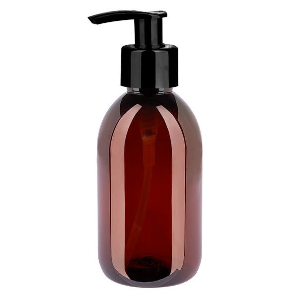 PET Flasche 250ml mit Dispenserpumpe schwarz PET Flasche 250ml mit Dispenserpumpe schwarz