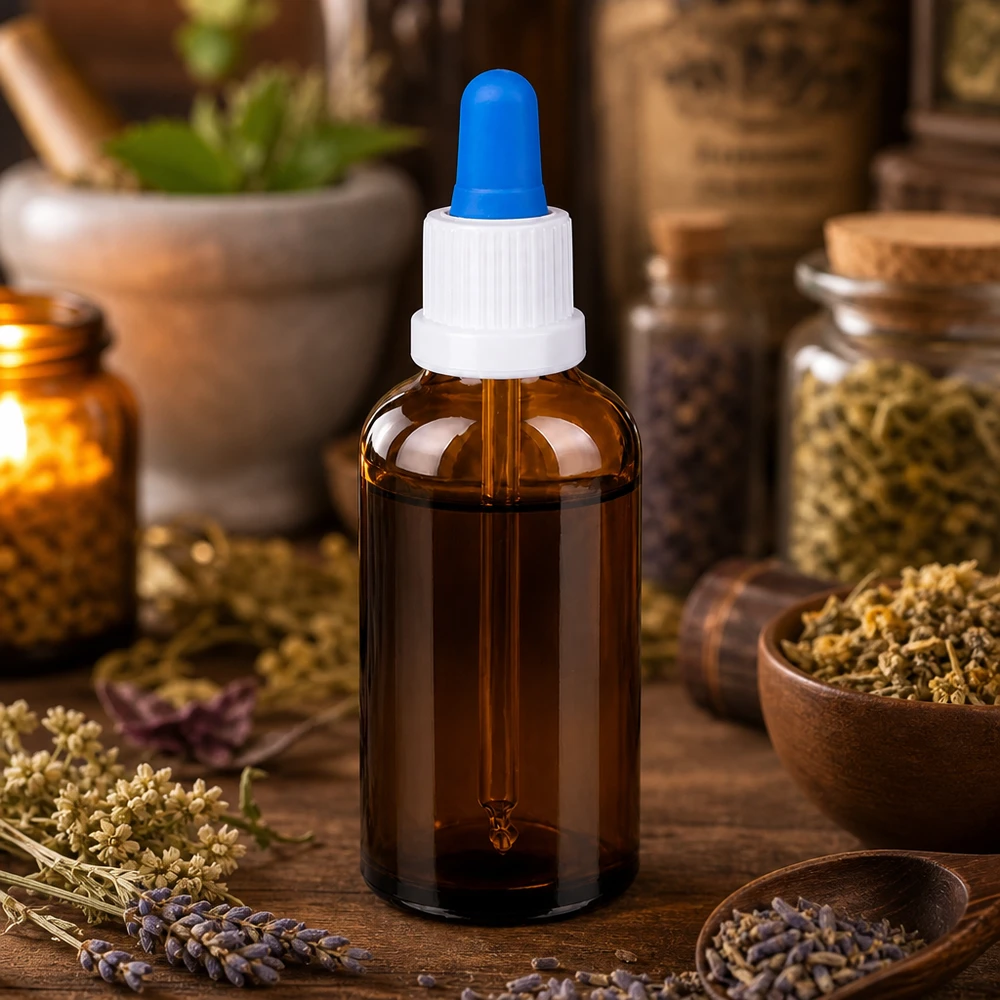 Medizinflasche 50ml mit ergonomischer Pipette für Labor und Heilpraktiker-Praxis