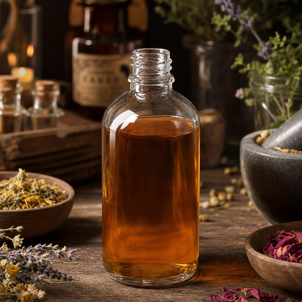 Kleine 100ml Glasflasche DIN18 Gewinde ideal für Kräuterextrakte und naturheilkundliche Öle