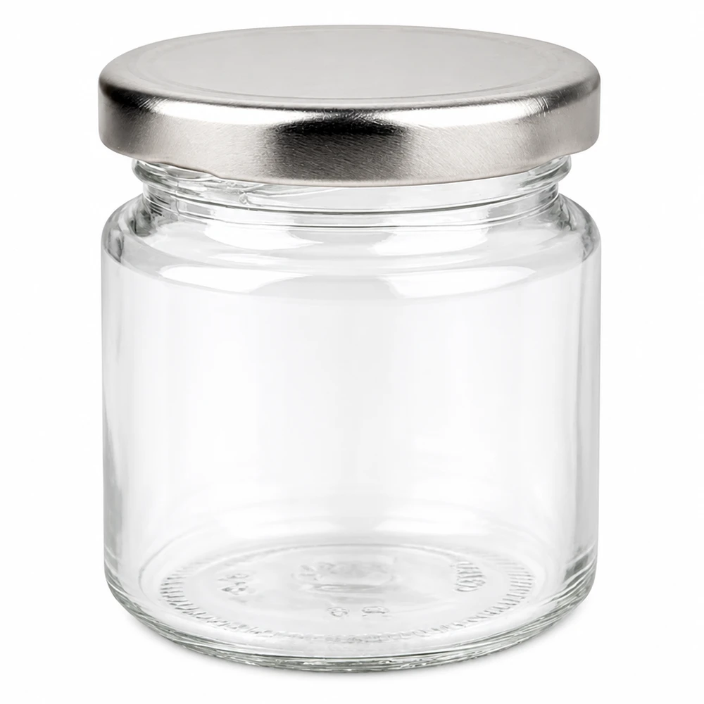 53 ml Rundglas 48er-Set mit Deckel (Deckelfarbe: silber) – UNiTWIST UNiTWIST Glasset 48 Stück kleine runde Aufbewahrungsgläser 53 ml mit silbernen Schraubdeckeln