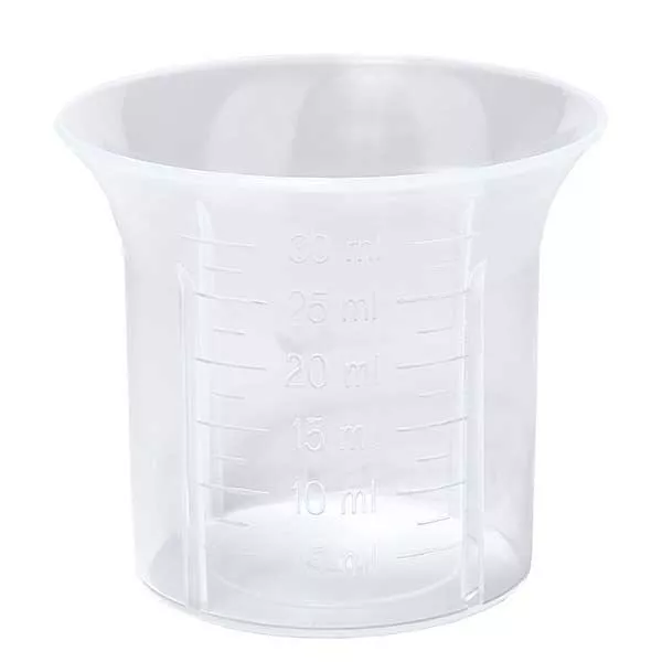 30ml Dosierbecher transparent mit Skala ApoGlas