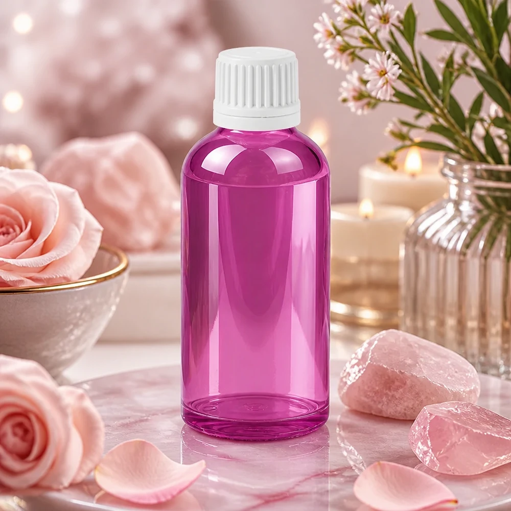 50ml Flasche 11mm Schraubverschluss weiss Originalität Schraubverschlusserschluss PurpleLine UT18/50 50ml Violettglasflasche mit weißem Deckel perfekt für DIY Kosmetik und Mischungen