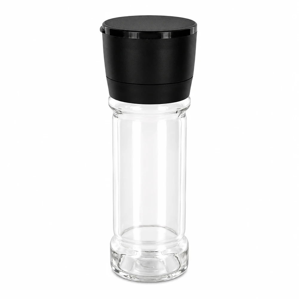 Salz-/Gewürzglas 100ml mit Mühle Vario schwarz Nachfüllbares Salz- und Gewürzglas mit schwarzer Vario Mühle 100ml Fassungsvermögen