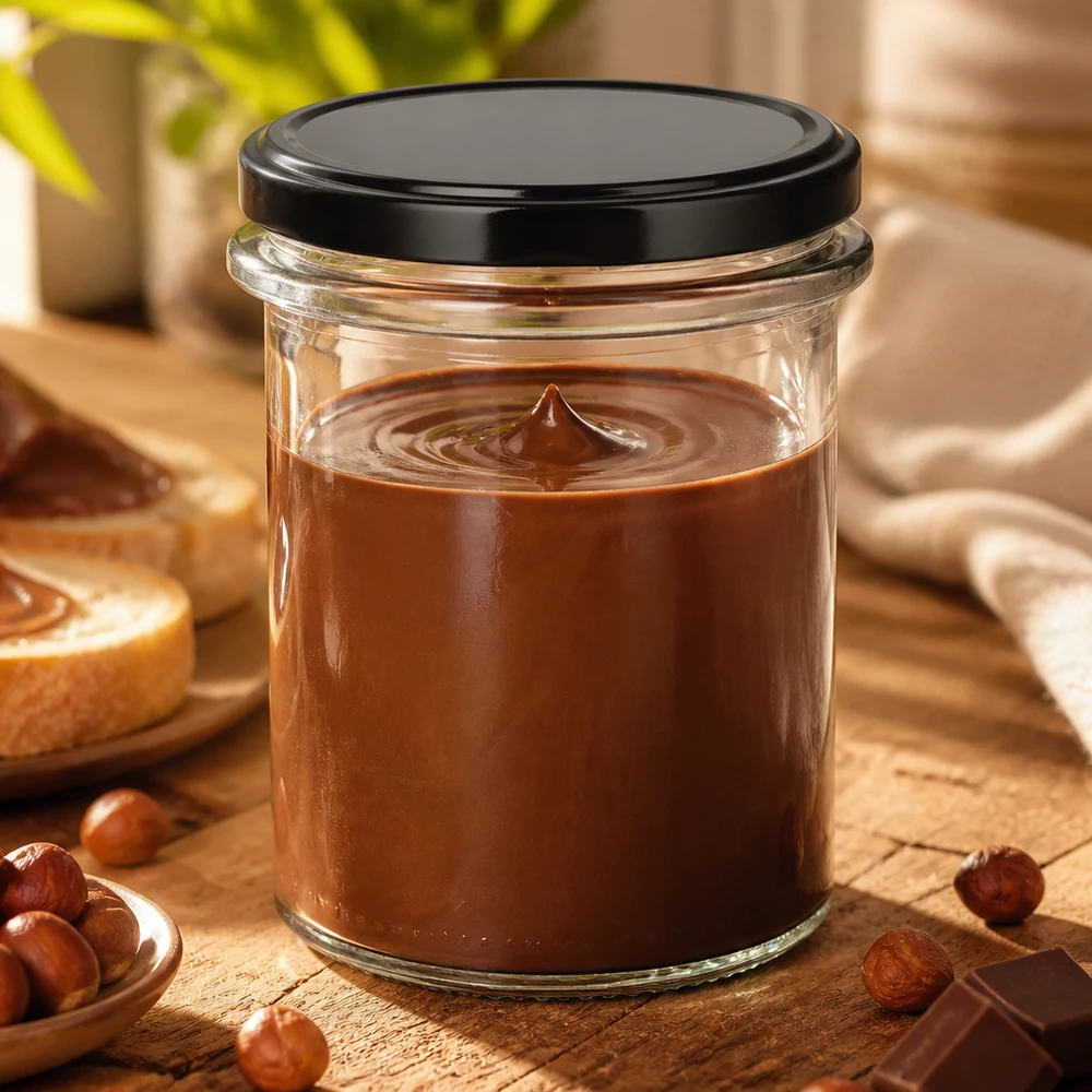 Wiederverwendbares 214ml Vorratsglas UNiTWIST mit schwarzem Deckel ideal für selbstgemachte Nougat-Creme