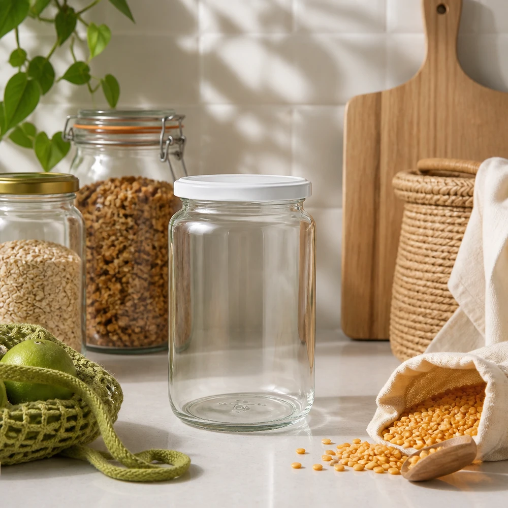795ml Rundglas UNiTWIST in nachhaltiger Zero-Waste Küche mit Hülsenfrüchten und umweltfreundlichen Aufbewahrungslösungen