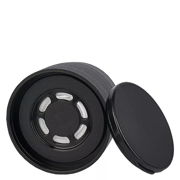 Salz-/Gewürzglas Deckel mit grober Mühle schwarz Salz-/Gewürzglas Deckel mit grober Mühle schwarz