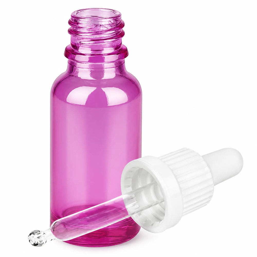 Kompakte 20ml Tropferflasche aus violettem Glas für Seren und Tinkturen