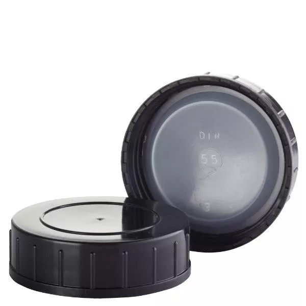 Schraubverschluss schwarz aus PolypropylenN 55mm (DIN 55)