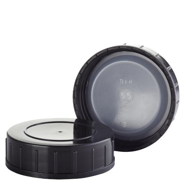 Schraubverschluss schwarz aus PolypropylenN 55mm (DIN 55)