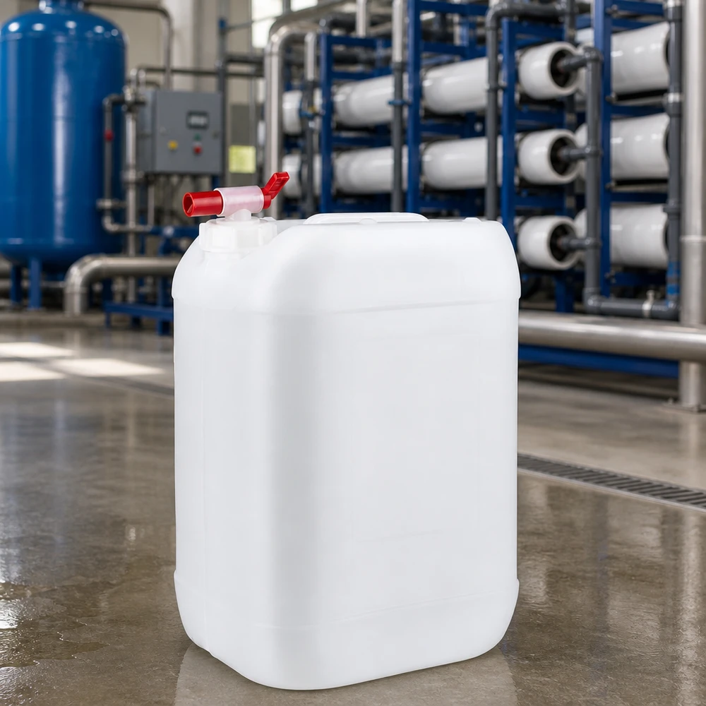Kanister 25 Liter mit Auslaufhahn Robuster Kunststoffbehälter 25 Liter mit Entnahmehahn für industriellen Einsatz