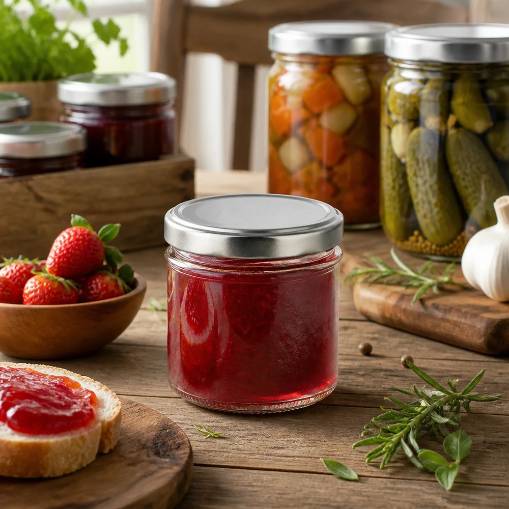 125ml Sturzglas 24er-Set mit Deckel (Deckelfarbe: silber) UNiTWIST Rustikale Vorratshaltung mit UNiTWIST 125ml Sturzgläsern für Marmelade und eingelegtes Gemüse