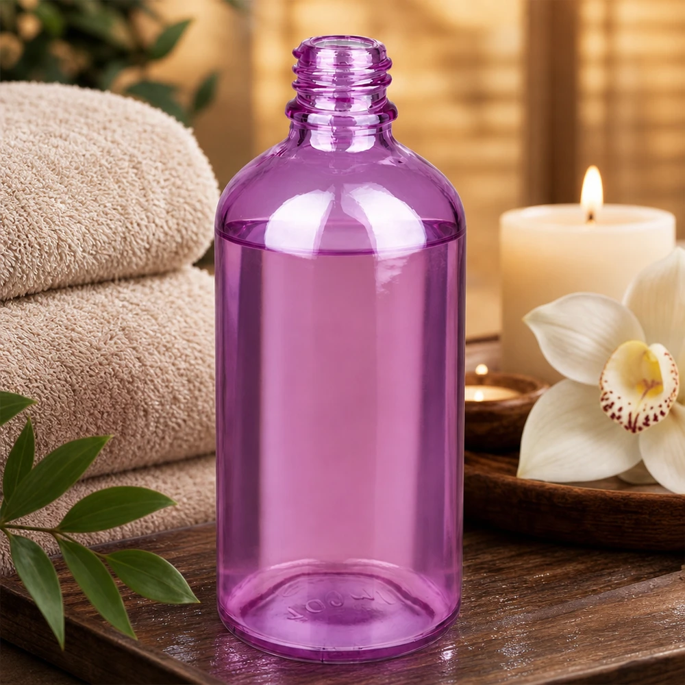 Stylische 100ml Violett-Glasflasche PurpleLine mit praktischem Schraubgewinde für Beauty-Produkte