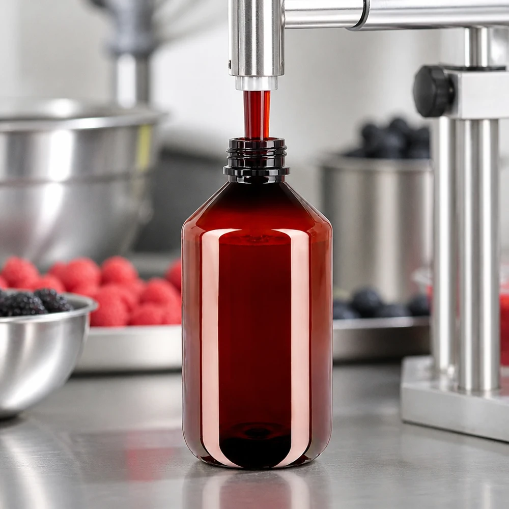 PET Flasche 500ml mit weißem Standard Originalitätsverschluss Schlanke braune 500ml PET Rundflasche mit weißem Originalitätsverschluss für Sirupe