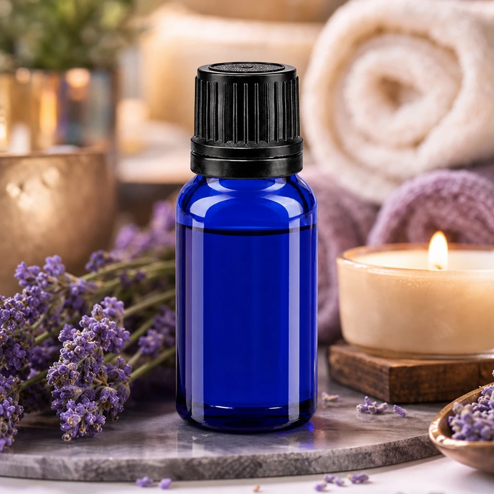 Apothekenflasche blau 10ml Tropfverschluss Giessring 1mm schwarz Originalitätsverschluss Blaue Aromaflasche 10ml Apothekerglas mit schwarzem OV-Deckel für Laboranwendungen und Öle