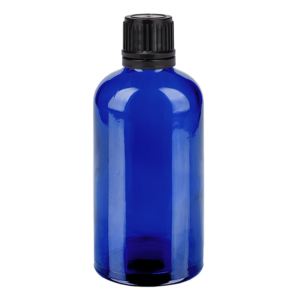 100ml Globuliflasche 8mm Giessring schwarz Originalitätsverschluss BlueLine UT18/1