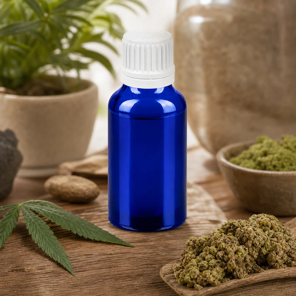 Vielseitige 20ml Blauglasflasche mit kindersicherem Verschluss für Tinkturen und Extrakte