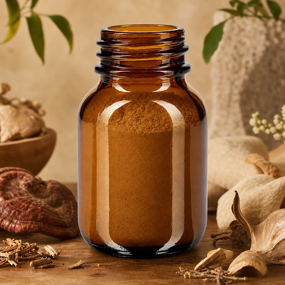 Robuste Braunglas Weithalsflasche 50ml mit weiter Öffnung für Pulver und Granulate