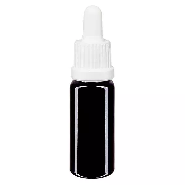 Apothekenflasche violett 10ml Pipette weiß Originalitätsverschluss Apothekenflasche violett 10ml Pipette weiß Originalitätsverschluss
