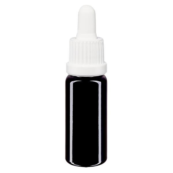Apothekenflasche violett 10ml Pipette weiß Originalitätsverschluss