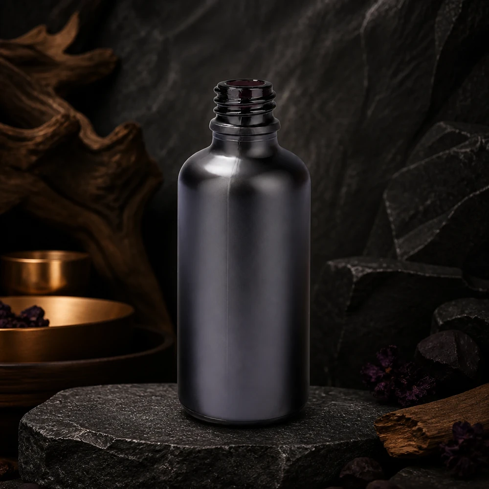 50ml Apothekerflasche BlackLine UT18/50 UNiTWIST aus UV-schützendem Schwarzglas für Pharmazie