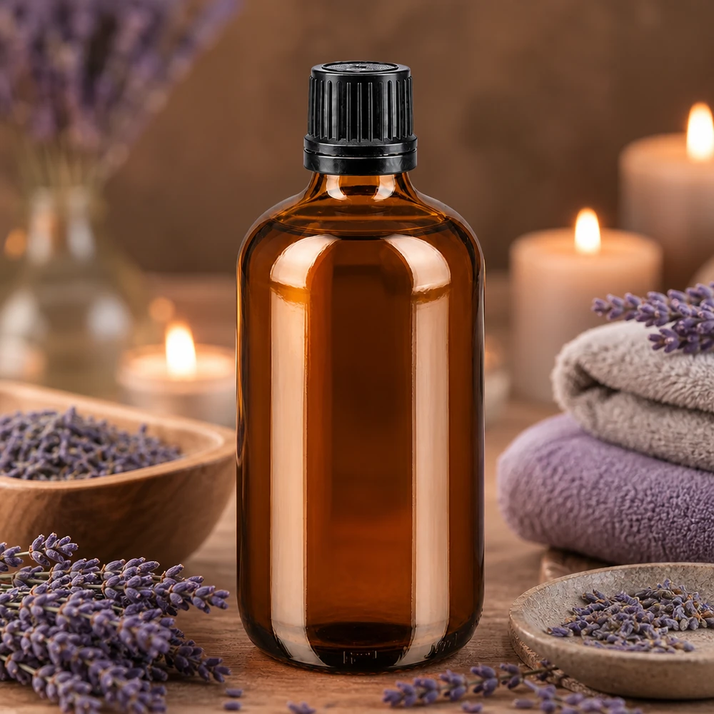 Apothekenflasche braun 100ml Schraubverschluss schwarz Giessring Originalitätsverschluss Bernsteinfarbene 100ml Vorratsflasche aus Apothekenglas mit Kindersicherung im Spa-Ambiente