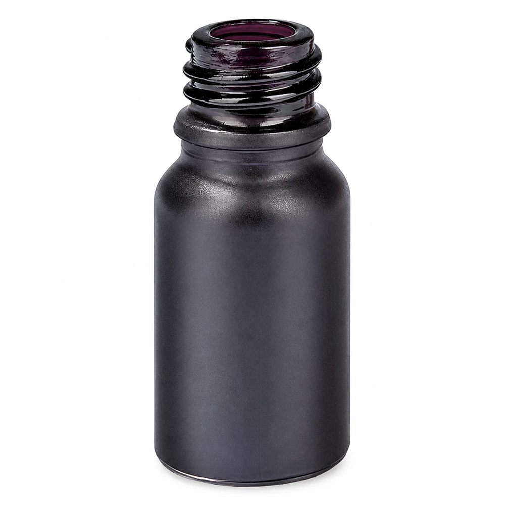 10ml Apothekerflasche BlackLine UT18/10 UNiTWIST Matte schwarze 10ml Apothekerflasche BlackLine mit UNiTWIST UT18/10 Gewinde für den Pharmabereich