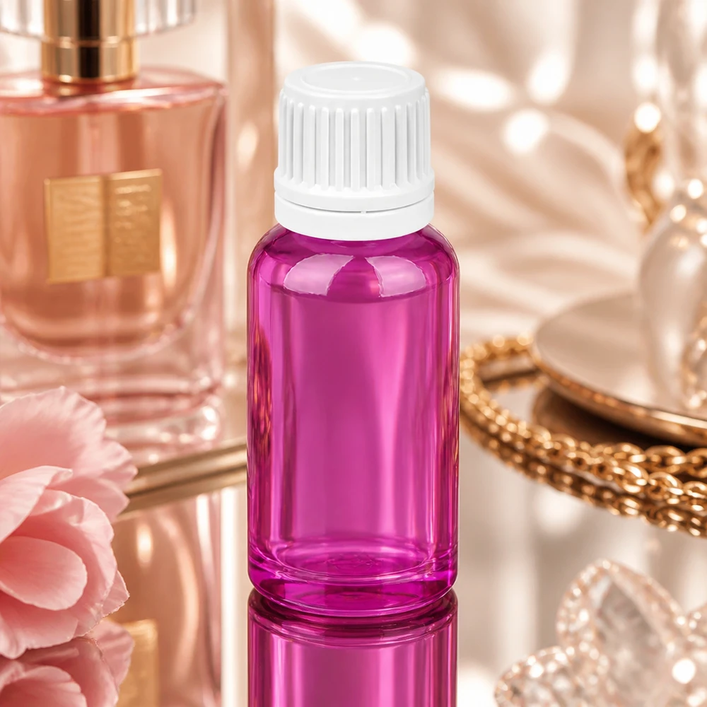 PurpleLine Kosmetikflasche 20ml in modernem Violett mit hygienischem weissem Tropfverschluss