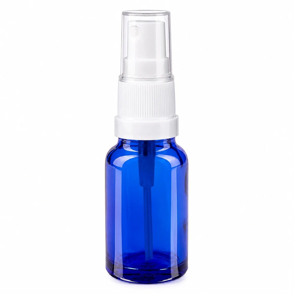 Handliche 10ml Sprayflasche blau weiß für präzise Dosierung von Flüssigkeiten
