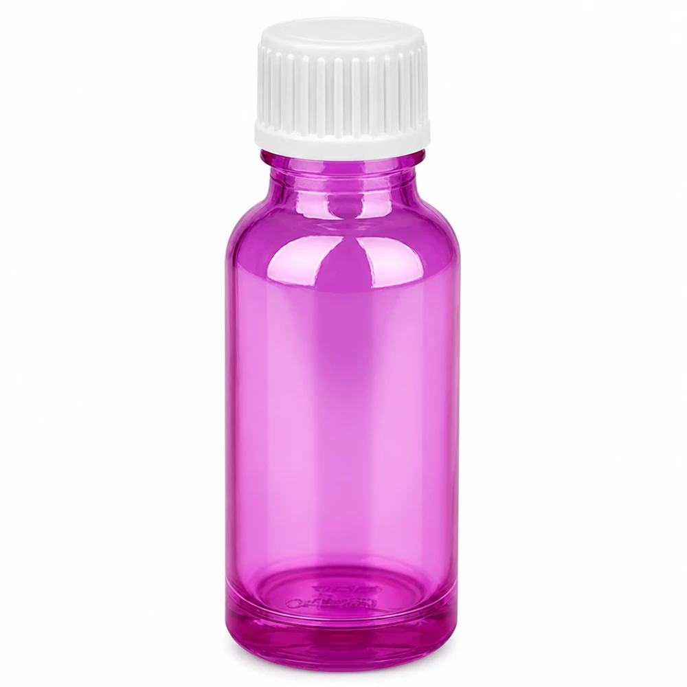 20ml Tropfflasche 0.9mm weiss Standard PurpleLine. UT18/20 Kompakte 20ml Tropfflasche in Violett mit UT18/20 Gewinde und weißem Tropfverschluss