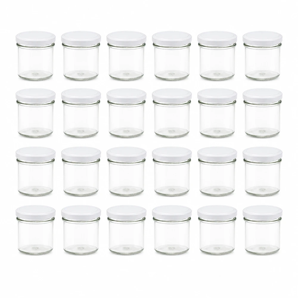 125ml Sturzglas 24er-Set mit Deckel (Deckelfarbe: weiss) UNiTWIST Kompakte 125ml Einmachgläser 24er Set in zylindrischer Form mit weißem Deckel