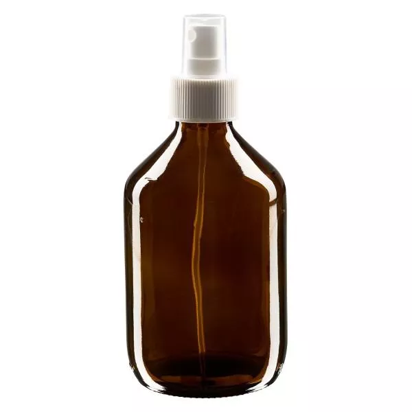 300ml Medizinflasche braun, Pumpzerstäuber weiß ApoGlas 300ml Medizinflasche braun, Pumpzerstäuber weiß ApoGlas