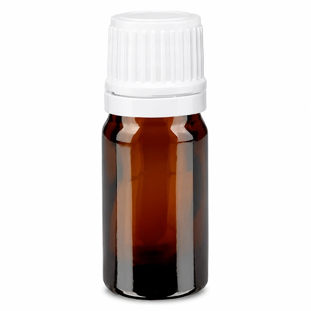Apothekenflasche braun 5ml Schraubverschluss weiß Originalitätsverschluss Braune 5ml Tropfflasche Apothekenglas mit weißem Schraubdeckel OV Verschluss
