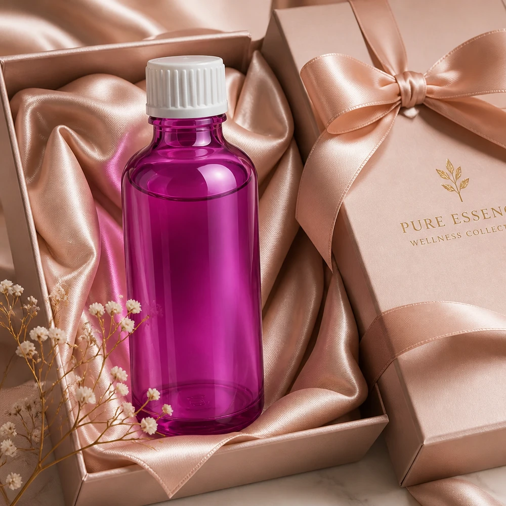 50ml Tropfflasche 0.9mm weiss Standard PurpleLine. UT18/50 Elegante 50ml Flasche in Violett-Optik mit 0,9mm Öffnung für kontrollierte Abgabe flüssiger Substanzen