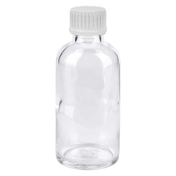 50ml Globuliflasche 3mm Giessring weiß Standardverschluss ClearLine UT18/50