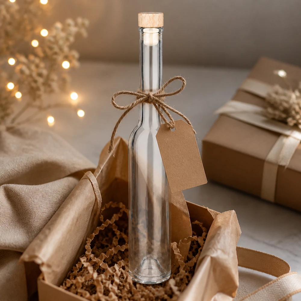 200ml Glasflasche "Hugo" mit Holzgriff-Korken UNiTWIST 200ml Glasflasche "Hugo" mit Holzgriff-Korken UNiTWIST