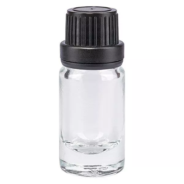 Apothekenflasche klar 5ml Schraubverschluss schwarz Dichteinlage Originalitätsverschluss