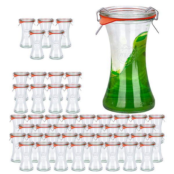 48er Set Weck Gläser 200ml Delikatessenglas mit 48 Glasdecke