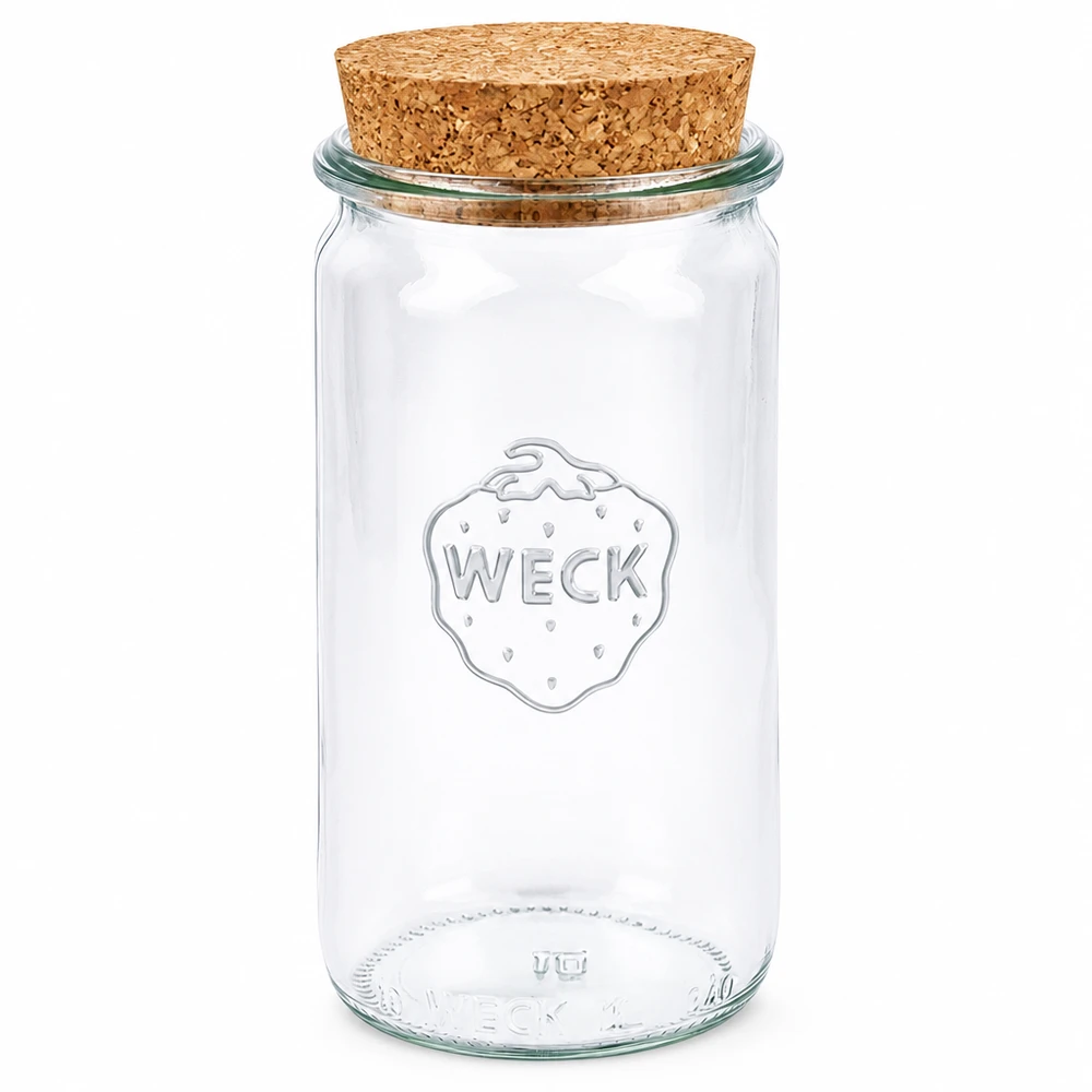 340ml Zylinderglas WECK RR60 mit Korken natur WECK Einmachglas 340ml mit Naturkorken Verschluss RR60 Zylinderglas transparent Vorratsglas Konservierungsglas