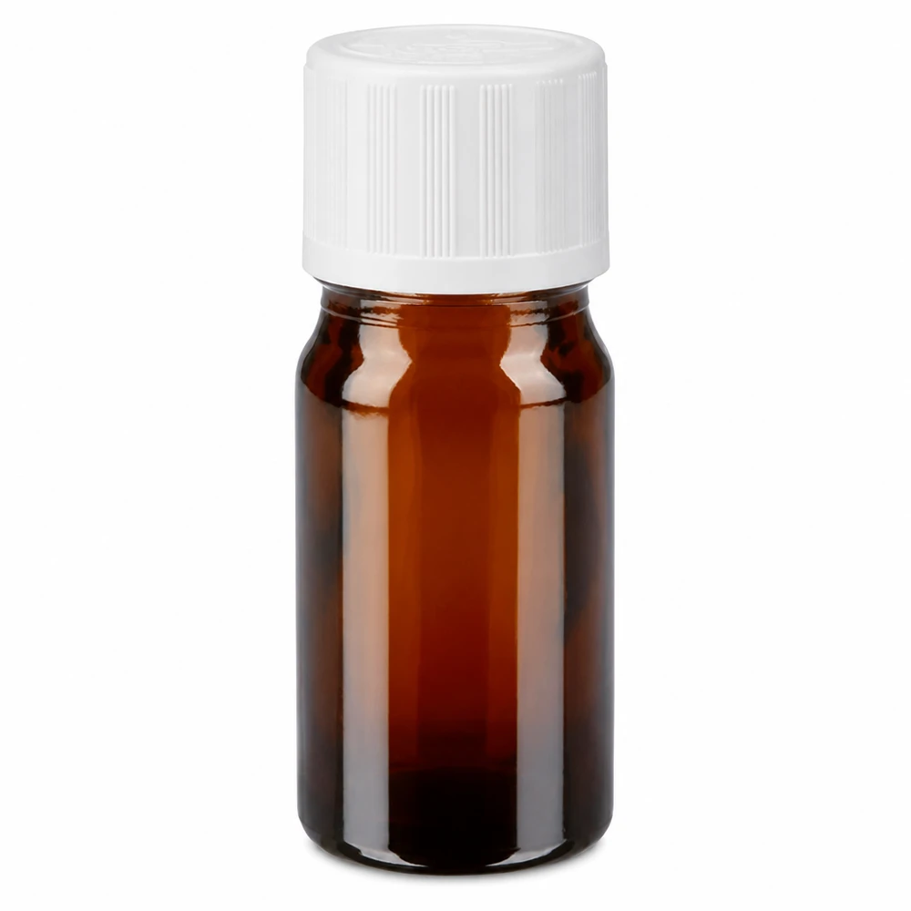 Apothekenflasche braun 5ml Tropfverschluss weiß Kindersicherung Standard Braune Glasflasche 5ml mit weißem KiSi-Deckel und 1,2mm Tropföffnung für Pharmaanwendungen