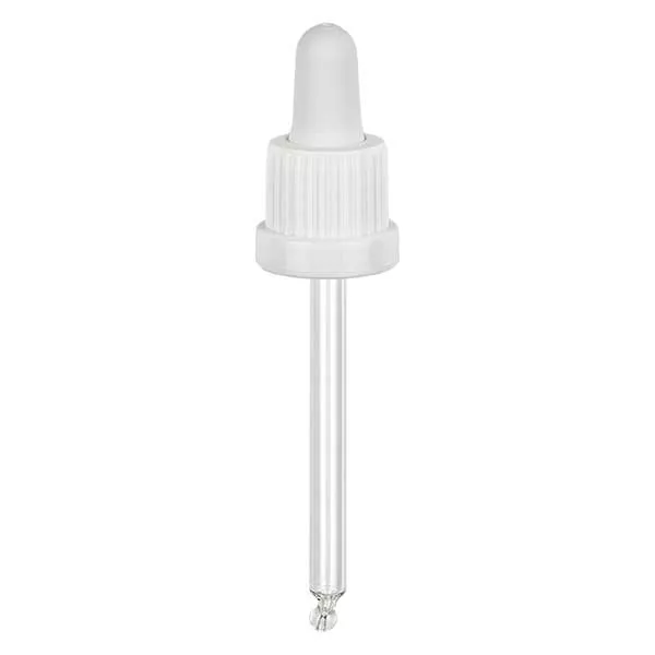 Glas-Tropfpipette weiß/weiß 18mm PL78 Originalitätsverschluss