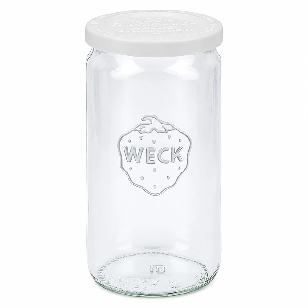 WECK Zylinderglas 340ml mit weißem Frischedeckel RR60 Einmachglas Vorratsglas transparent