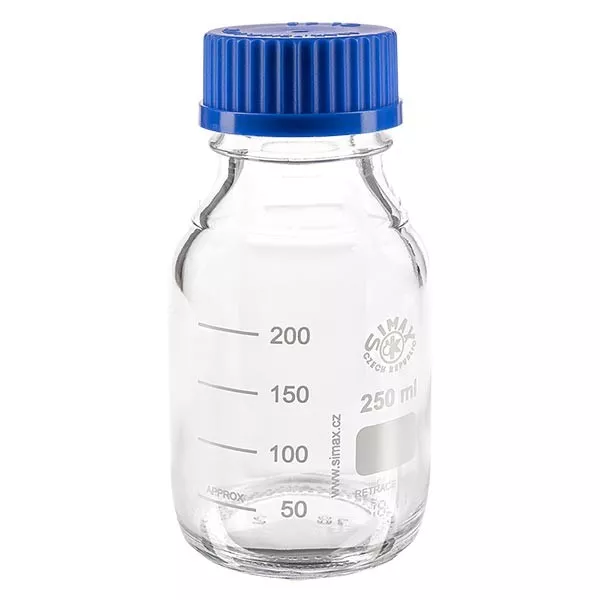 Laborgewindeflasche 250ml mit Kappe, Borosilikat Laborgewindeflasche 250ml mit Kappe, Borosilikat