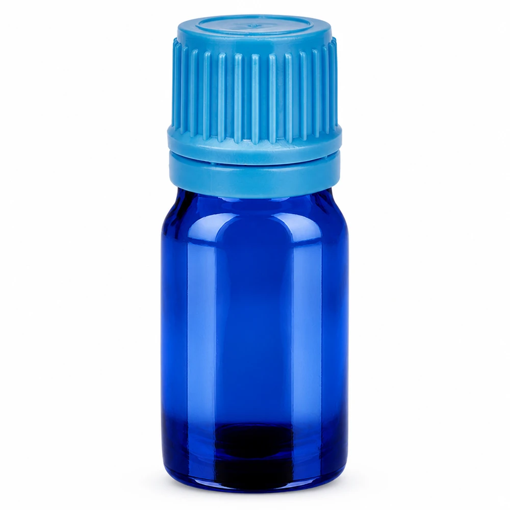 5ml Flasche 11mm Schraubverschluss blau Originalitätsverschluss BlueLine UT18/5 5ml Glasflasche blau mit gerilltem Verschluss für einfaches Öffnen und Schließen