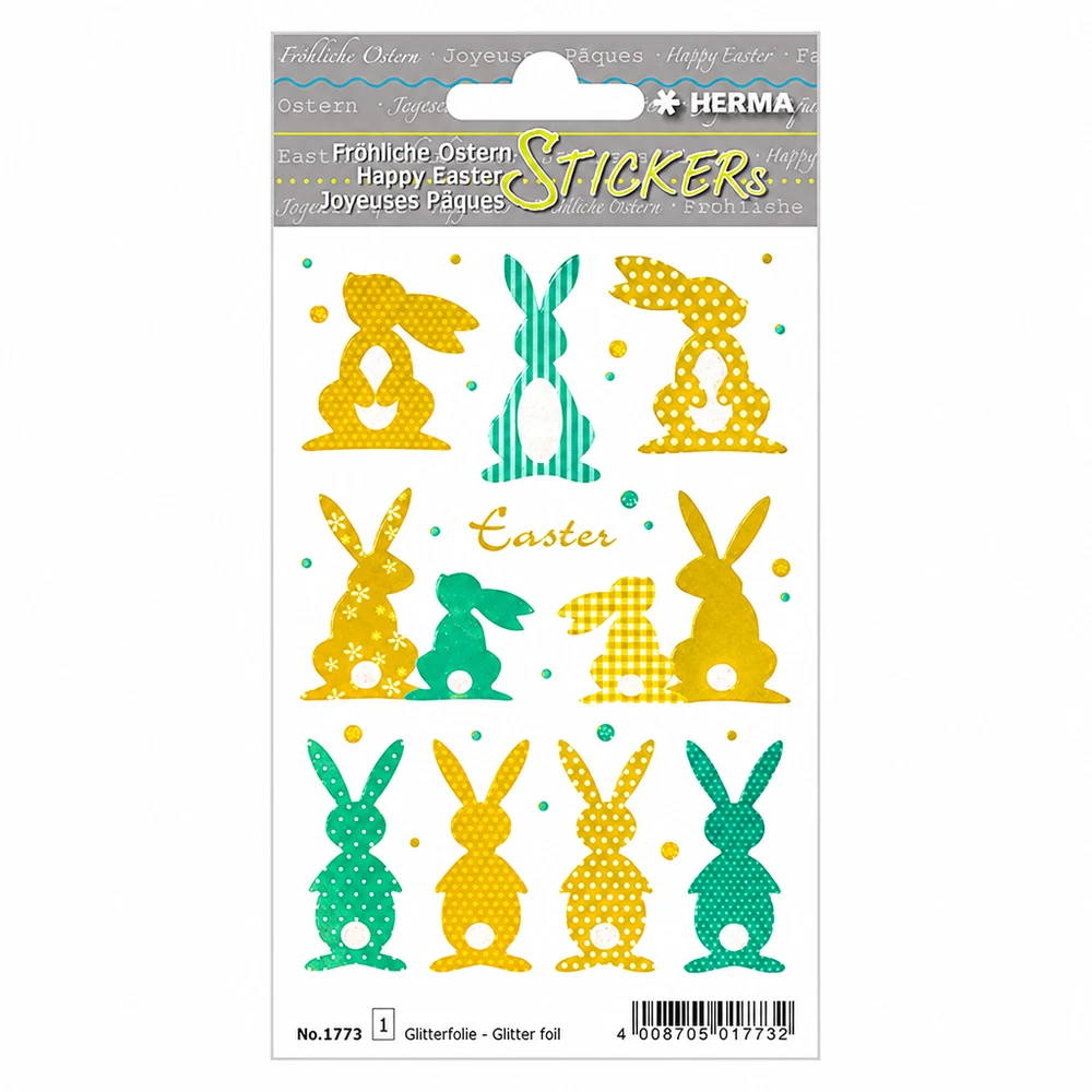 Sticker "Goldhasen" (10 Aufkleber mit Glitzer)