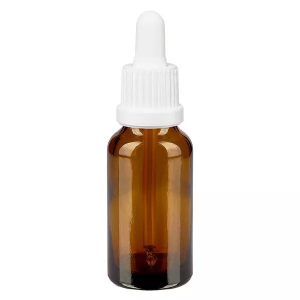 Apothekenflasche braun 20ml Pipette weiß Originalitätsverschluss
